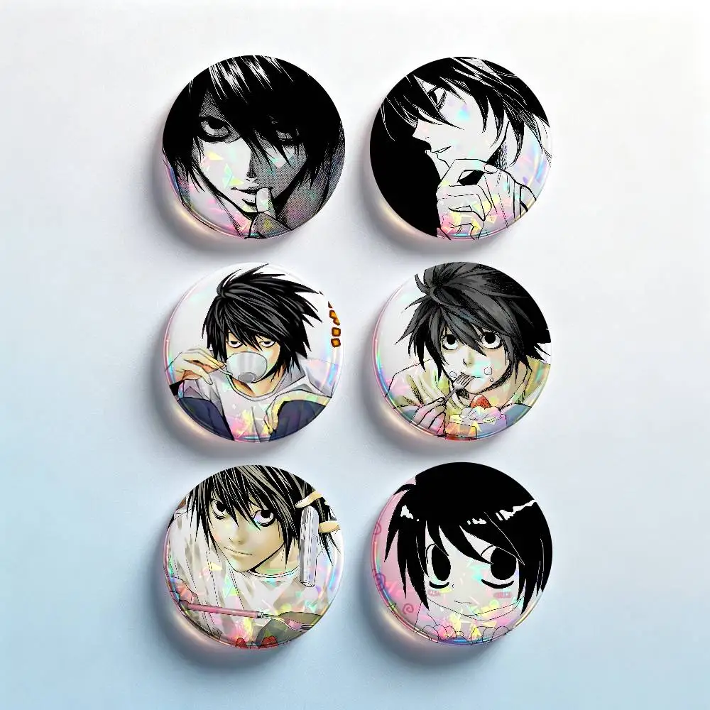 L-L Lawliet D-Death Note 2 Pieces Set Badge Set Fashion Brooches for Women Men Backpack Accessory Bag Badge Jewelry Gift