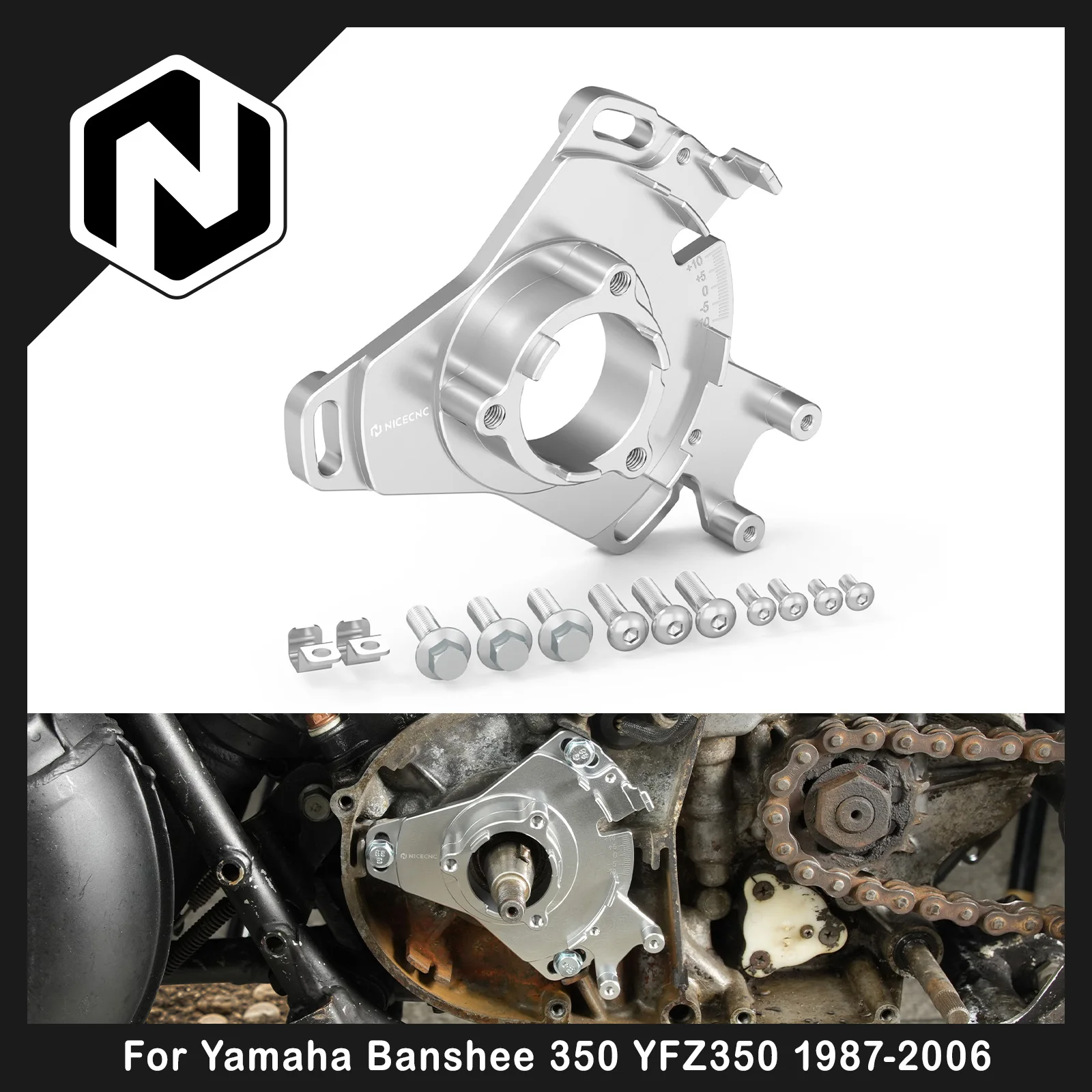 NICECNC For Yamaha Banshee 350 YFZ350 1987-2006 Timing Plate Aluminum ±10° Adjustment Replaces 3GG-85510-01-00 ATV Accessories