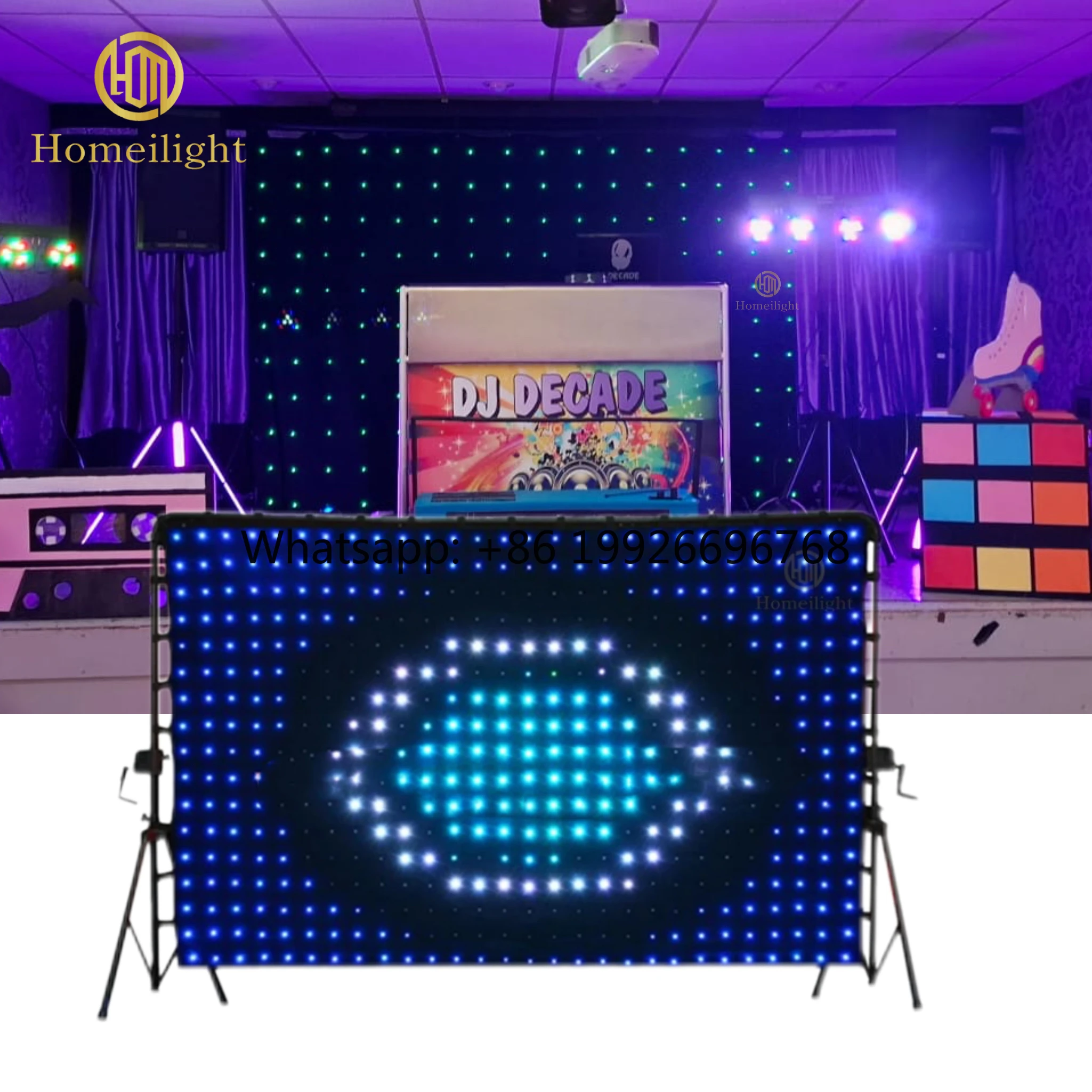 Homei DJ Disco LED Backdrop P18cm Video Curtain  RGB Full Color Curtain Led for  Party Night Club