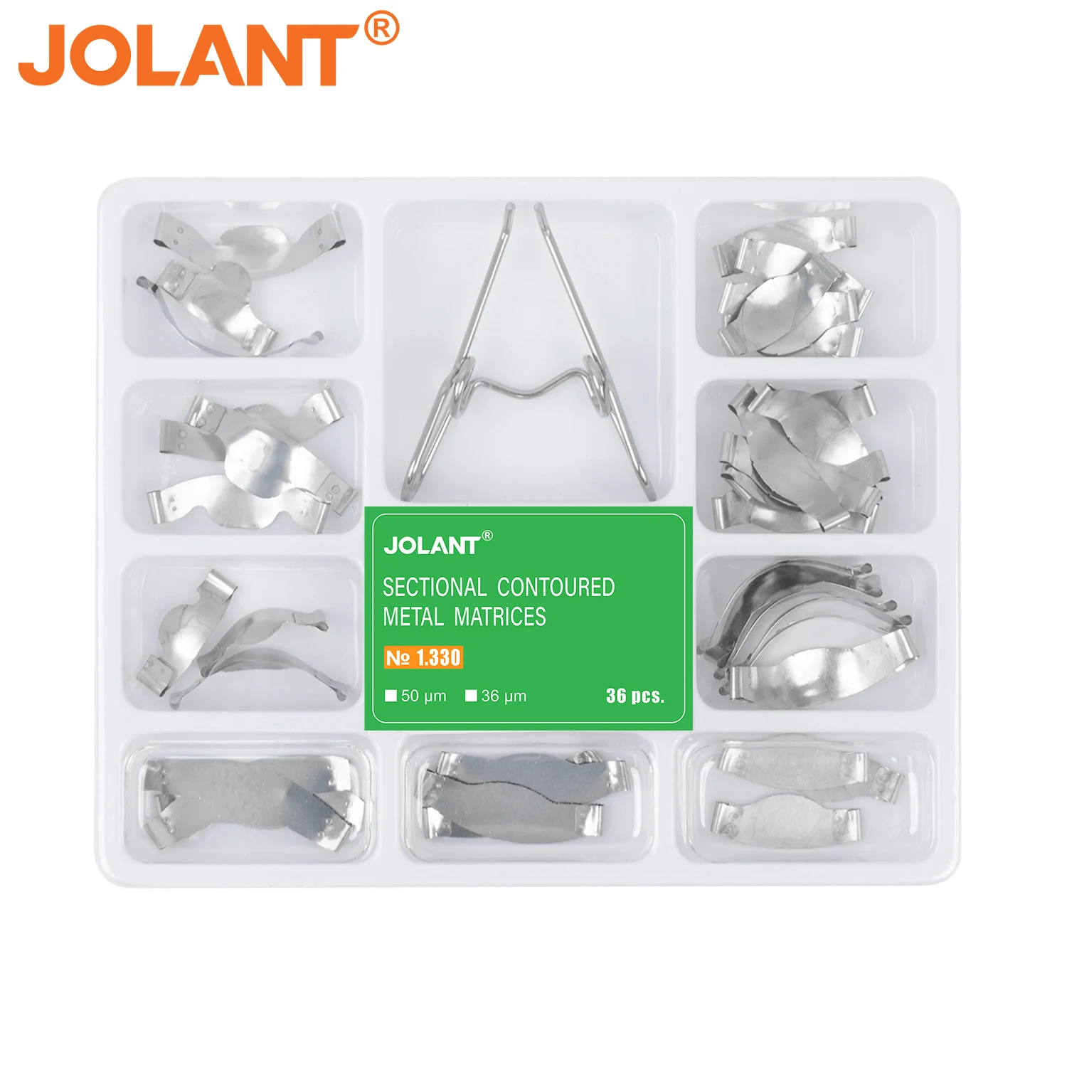 1 Box JOLANT Dental Matrix with Springclip 1.330 Sectional Contoured Metal Matrices Full kit for Teeth Replacement Dentsit Tools