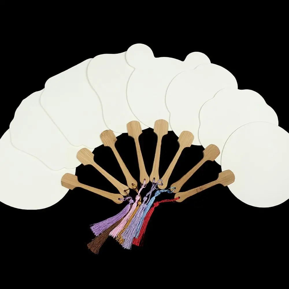 Chinese Style Mini Graffiti Fans Xuan Paper Unfinished Paper Hand Fan Round Thicken Blank Painting Fans Children