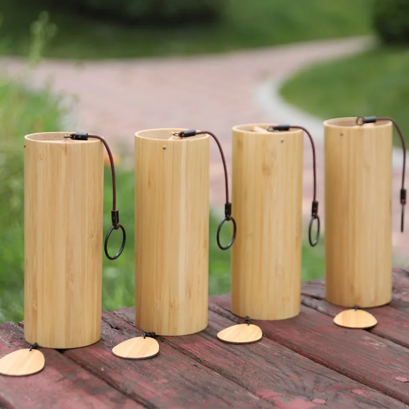 Japanese Style Hand Cranked Wind Chime for Outdoor Garden Bamboo Wind Chimes Set Patio Home Decoration Craft Music Aeolian Bells