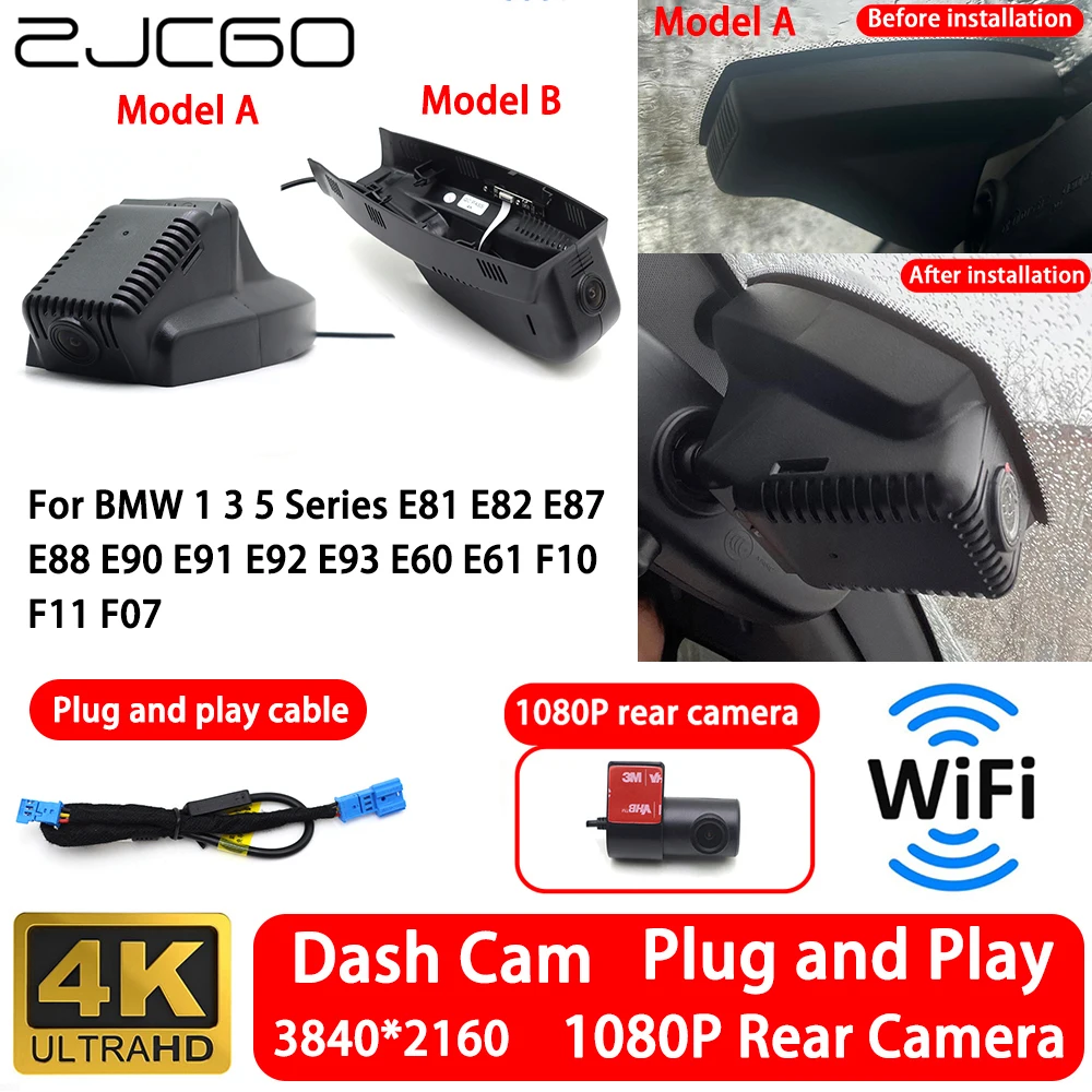 for BMW 1 3 5 Series E81 E82 E87 E88 E90 E91 E92 E93 E60 E61 F10 F11 F07 4K Front Rear Camera Dash Cam Wifi Plug and Play
