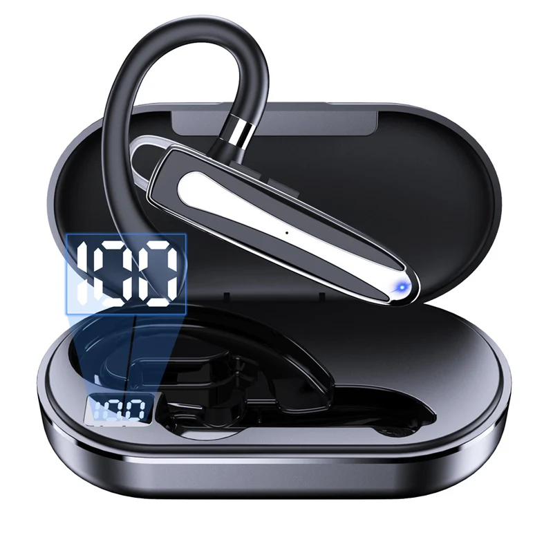 EARDECO EarHook Bluetooth 5.1 Headphones Wireless Earphones Waterproof Sport Single Headset with Microphone Charging Case