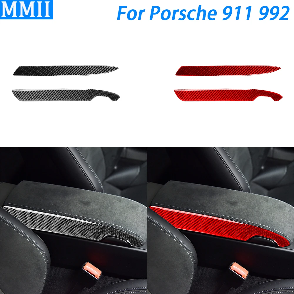 For Porsche 911 992 2019-2024 Carbon Fiber Central Armrest Box Side Cover Decorative Car Interior Decoration Accessories Sticker