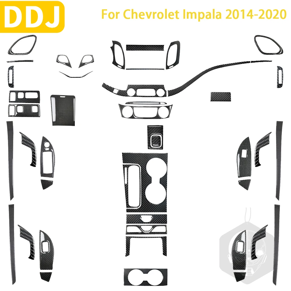 For Chevrolet Impala 2014 2015 2016 2017 2018 2019 2020 Accessories Carbon Fiber Car Interior Gear Shift Door Panel Sticker