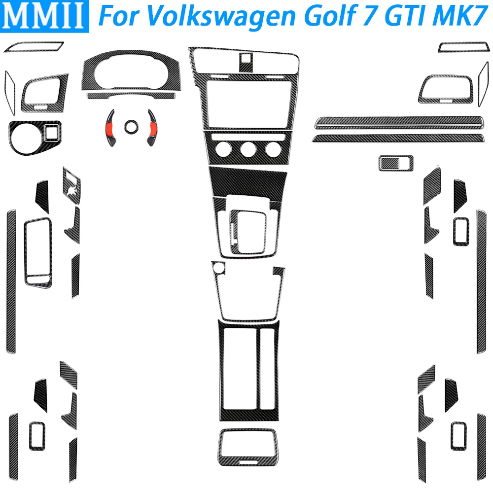 For Volkswagen Golf 7 GTI MK7 2013-2019 Carbon Fiber Gear Shift Air Outlet Window Lift Dashboard Suit Trim Car Interior Sticker