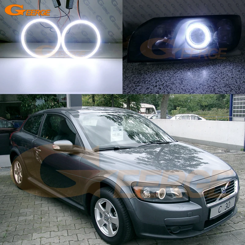 For Volvo C30 533 C70 542 2006 2007 2008 2009 Pre Facelift Day Light Ultra Bright COB Led Angel Eyes Halo Kit Rings