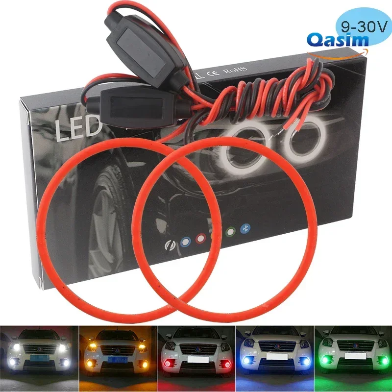 2PCS Halo Ring COB Angel Eyes Car LED Headlight Angel Eyes Fog Lamp 12V 24V Turn Signal Light Car Accessories