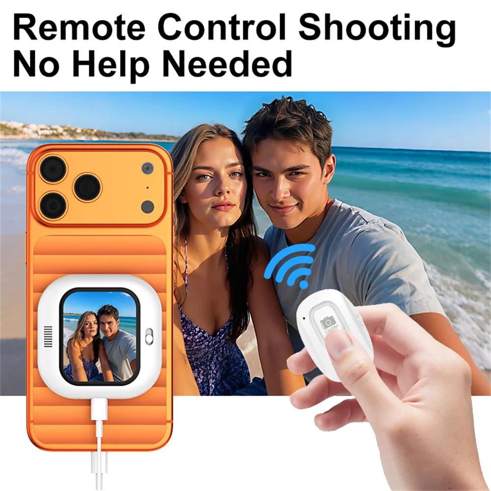 Mini Phone Selfie Monitor Screen Phone Holder Clip Mount for iPhone 17 Rear Camera Monitor Screen Selfies/Vlogging/Live