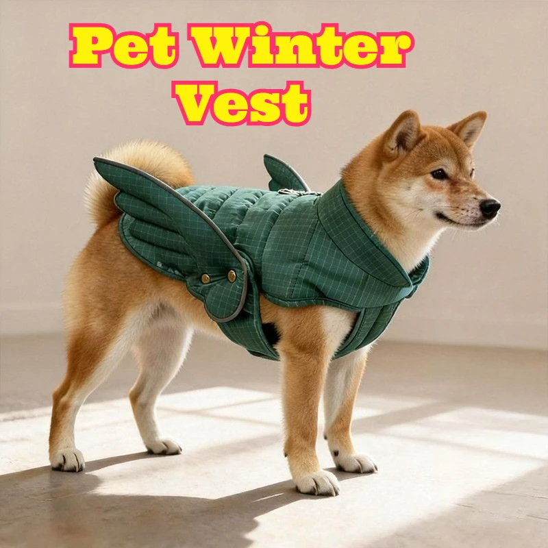 Pet Winter Thick Cotton Vest Detachable Wing Fleece Insulated Windproof Waterproof Dog Jacket Traction Buckle Outdoor Walking