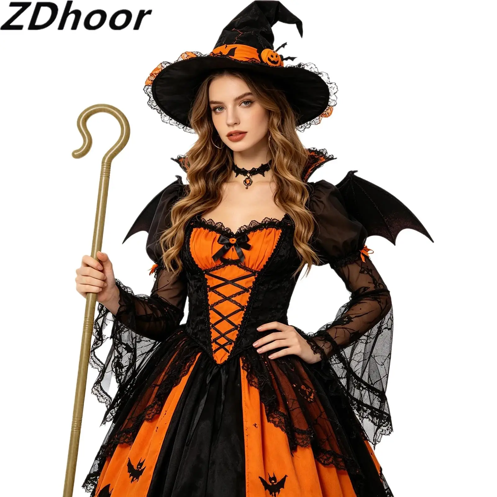 Women Girls Retro-style Detachable Shepherd Hook Canes Scepter Prop Accessory for Halloween Costume Themed Party Role-play Stage