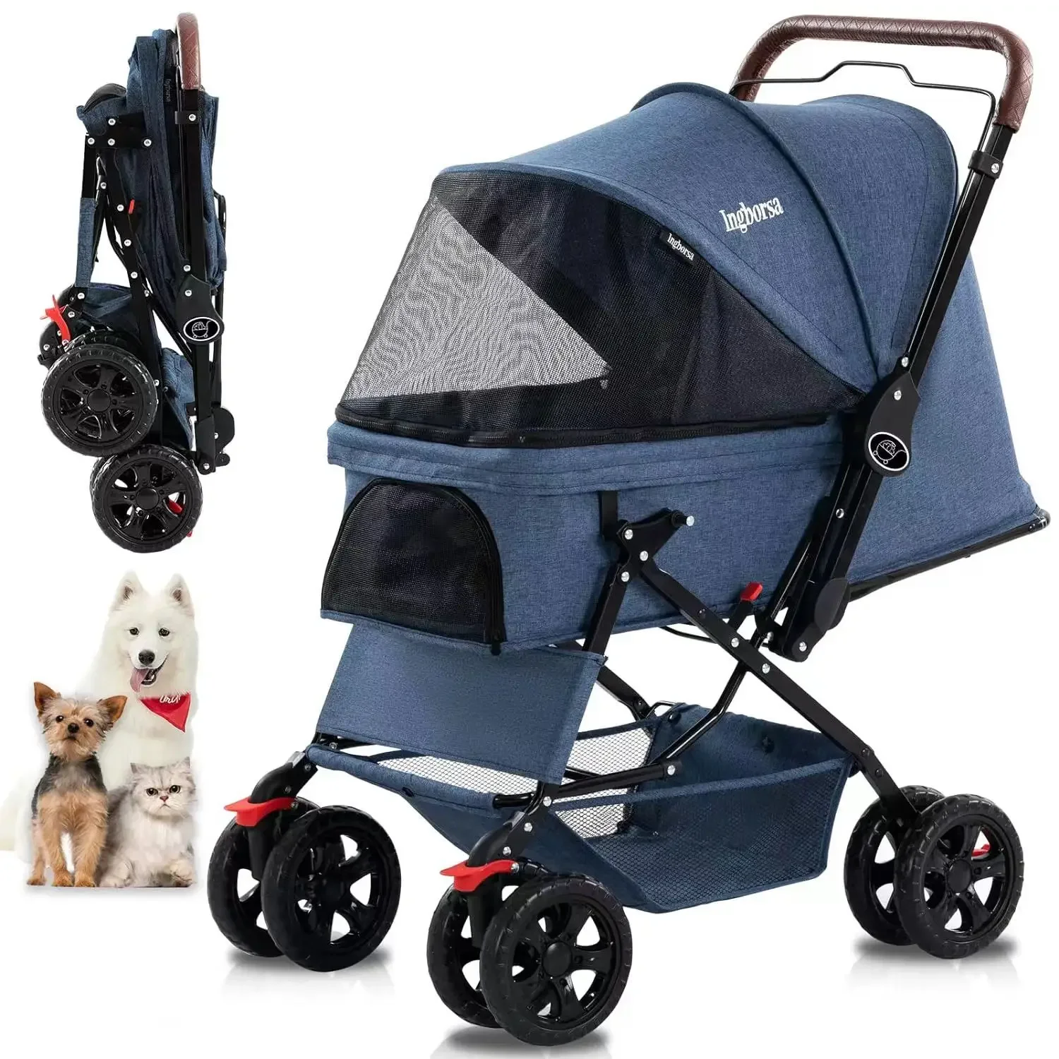 Top Rated Pet Cart Is Lightweight and Foldable Small and Medium-sized Dog Small Dogs Portable and Detachable Walking Carts
