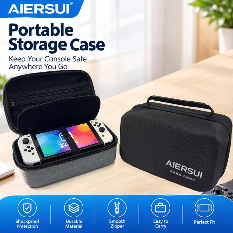 AIERSUI Hard Shell Shockproof Carrying Case for AYANEO Air Pro Nintendo Switch Switch OLED Handheld Console Travel Storage Bag