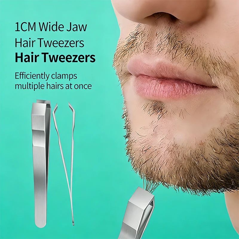 Stainless Steel Beard Mustache Trimmer Tweezers with Precision Tweezing for Facial Hair Grooming Professional & Use for Mustache
