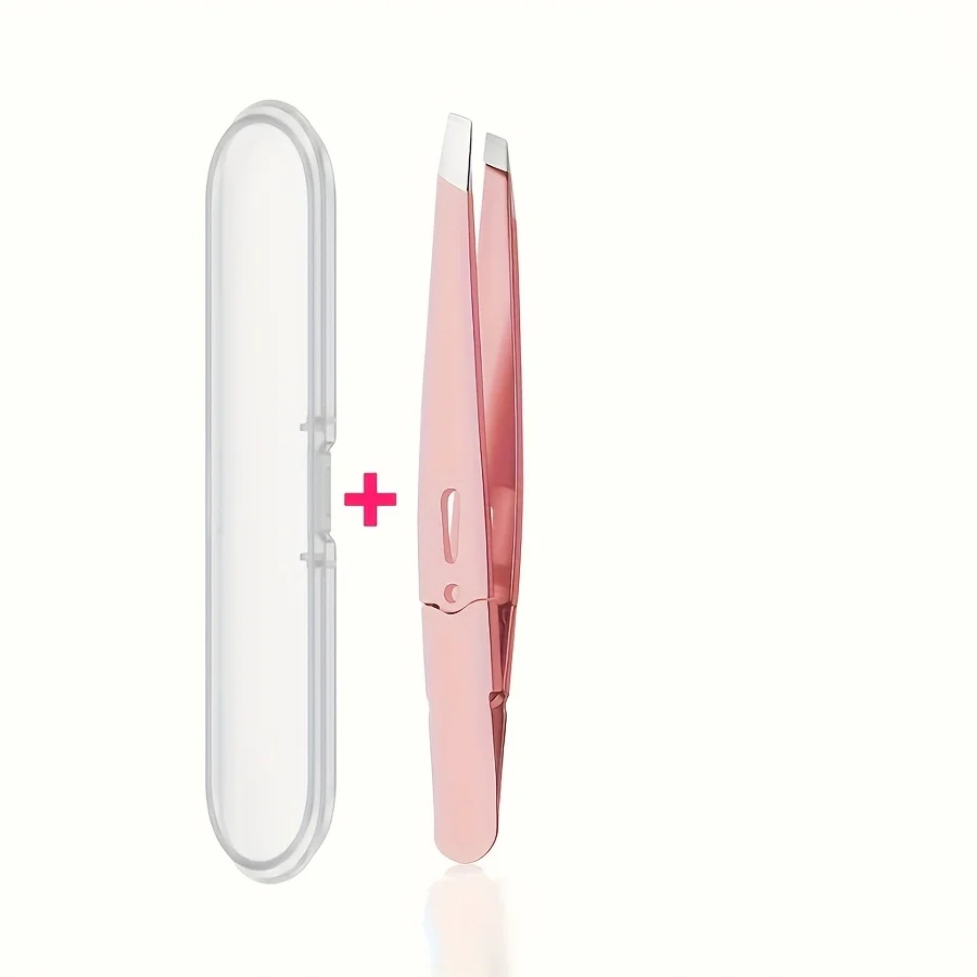 High-Precision Eyebrow Tweezers with Storage Box Stainless Steel Material Plastic Surface Feel Seamless Slant Tip moval Tool