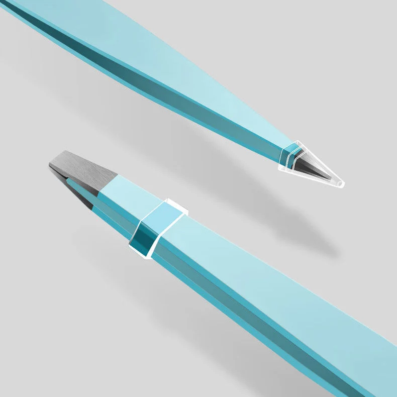 Eyebrow Tweezers 4 Pcs Set & Fine Hair Puller Stainless Steel Slanted Tips Non-Slip Grip Handle Precision Brow Trimmer