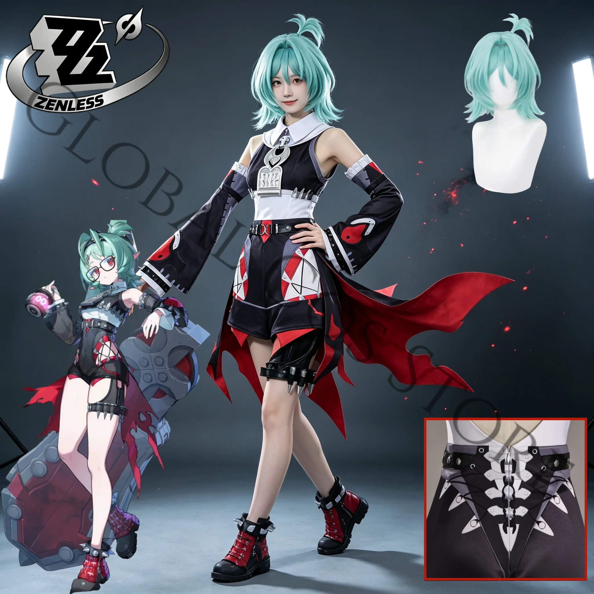 Zenless Zone Zero Roxy Cosplay Costume Sexy black unifrom for Women tops shorts set wig and Accessories halloween party roleplay