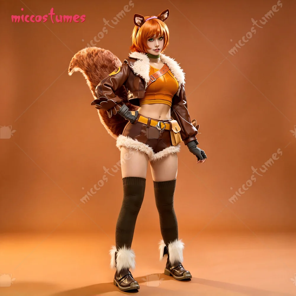 【Ready for Ship】Miccostumes Women's Rival Girl Game Cosplay Costume Vest Shorts with Jacket Tail for Halloween