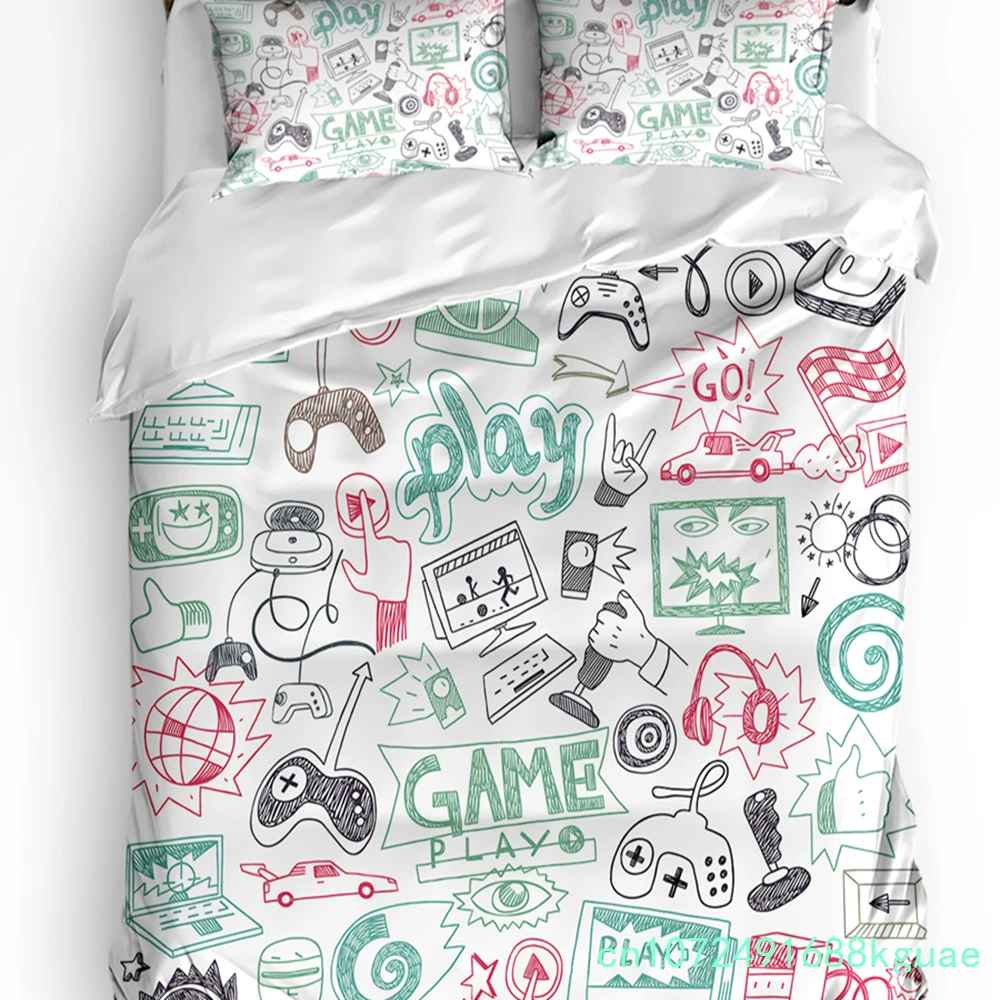 Gamepad Computer Keyboard Red Duvet Cover With Pillow Case Custom 3pcs Bedding Set Quilt Cover Double Bed Home Textile