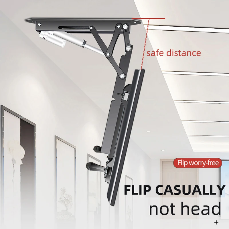 Smart Home Motorized TV Ceiling Mount Remote Control Tilting Adjustable Height Function Flat Distance Steel Bracket
