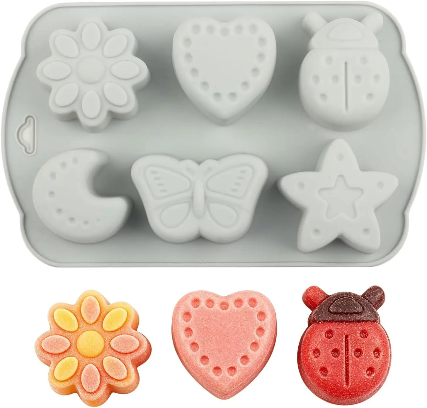 Ladybug Heart Flower Star Silicone Molds Fondant Chocolate Candy Mould DIY Cake Decor Ice Cube Handmade Soap Baking Tool