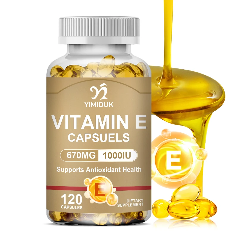 Vitamin E Capsules 670MG (1000 IU) - Skin Firming, Wrinkle Reduction, Anti-aging, Antioxidant - Gluten & Dairy Free