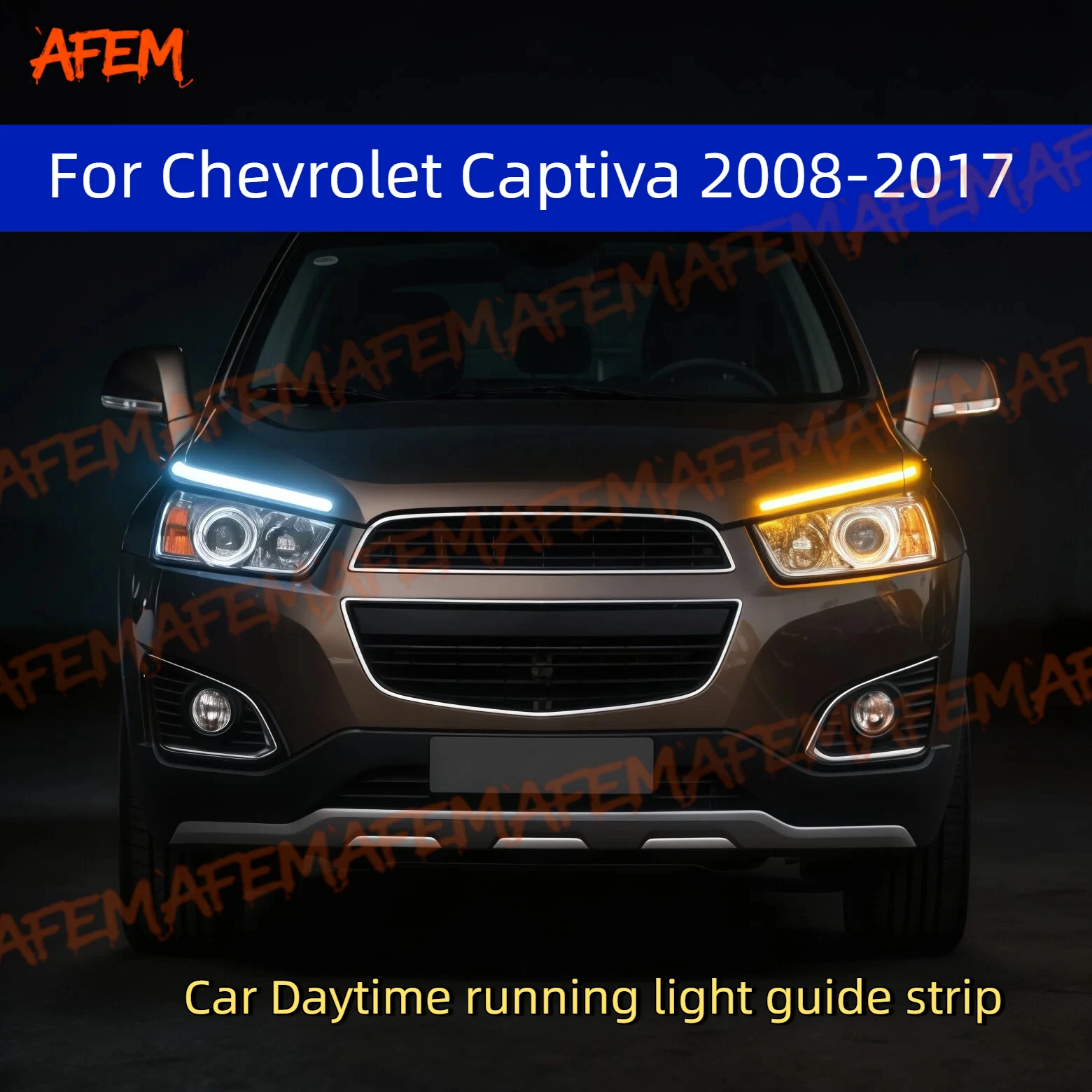 2Pcs 12V Led Guide Strip Headlight For Car Daytime Running Lights Turn Signal DRL Car Modification For Chevrolet Captiva 08-17