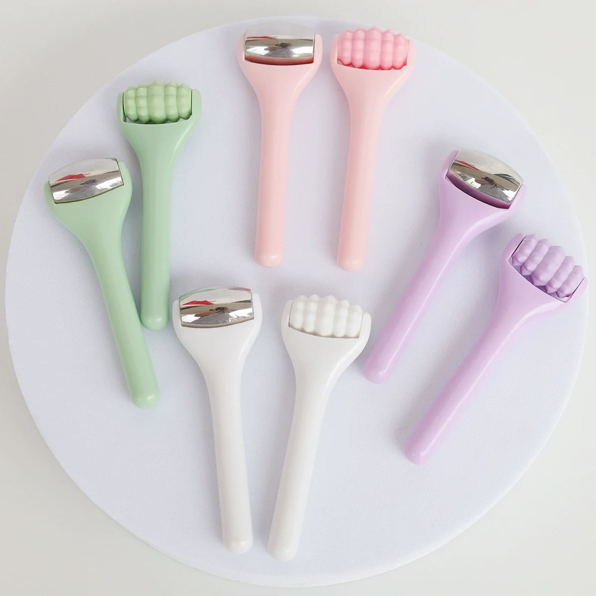 2pcs Facial Roller Set Stainless Steel Ice Roller & Silicone Massage Roller Face Icing Reduce Swelling Skin Massage Care Tools