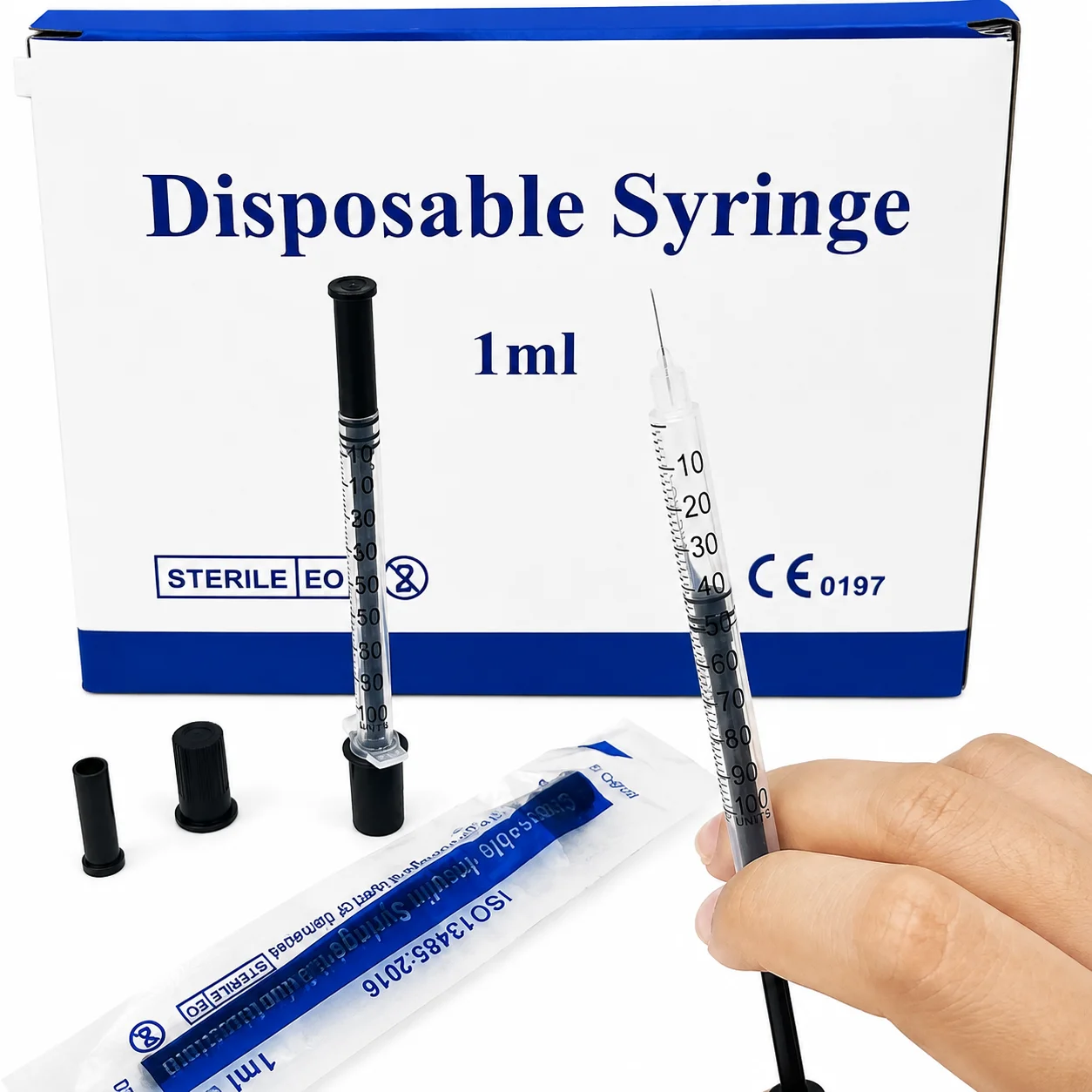 100Pcs Ready to Ship Black 1ml (Cc) U-100 Disposable Sterile Insulin Syringe with 31G 8mm 5/16'' Needle for Beauty Accessories