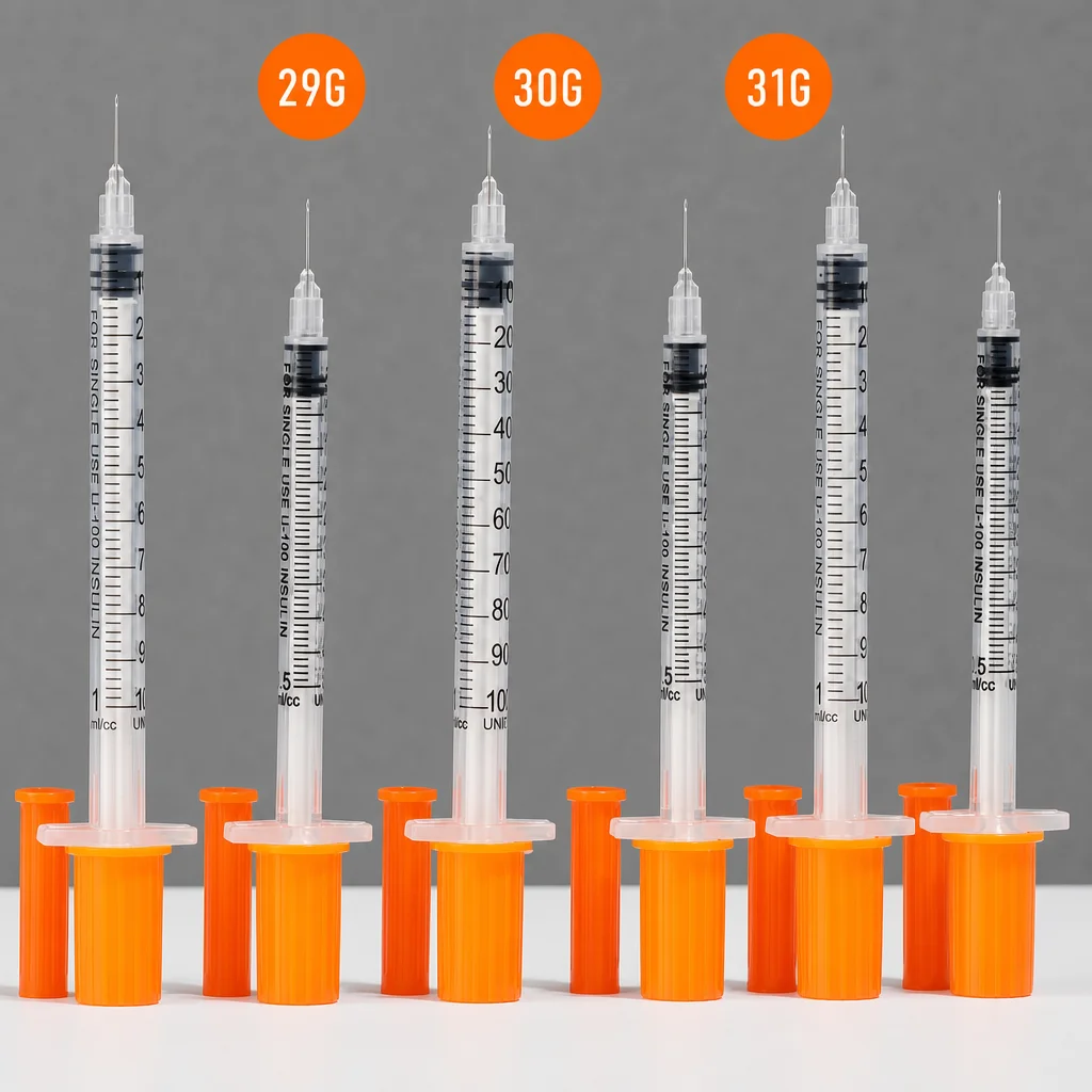 100Pcs 29G 30G 31G 6MM 8MM 13MM 0.3ml 0.5ml 1ml Disposable Insulin Syringe Safety Injection with Needle for Beauty Machine