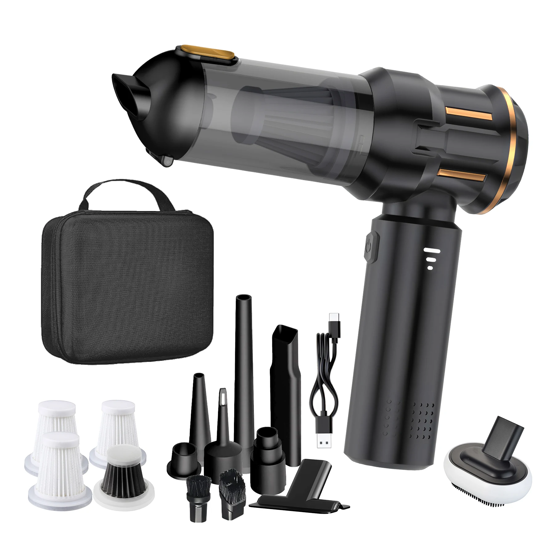 Portable 3-in-1 Mini Wireless Handheld Car Vacuum Cleaner Auto Vehicle Cordless Vacuum Cleaner For Car Cleaning With Hard Case