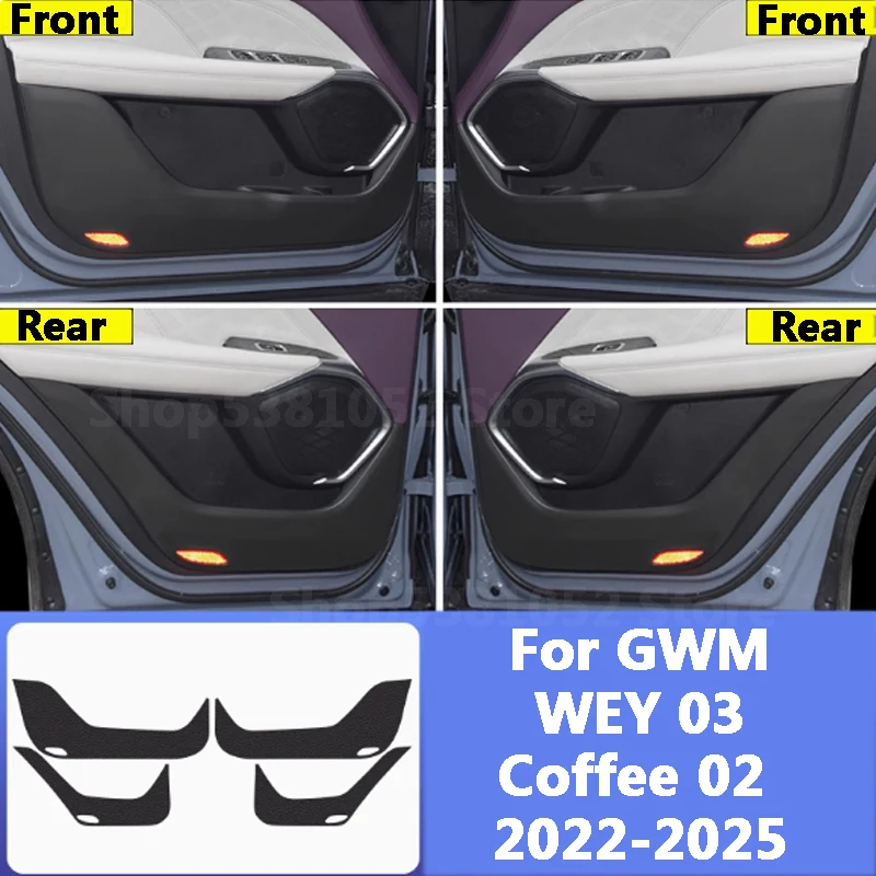 For GWM WEY 03 Coffee 02 2022-2025 Car Door Anti-kick Pad Accessories Door Anti-dirty Mat Protection Cushion Cover