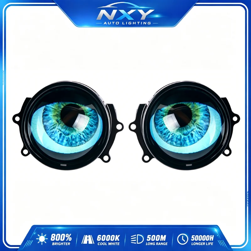 NXY NX65 LED Demon Eye 3 Inch 12V 30W RGB APP Control H4 H7 H11 9005 8 Modes Car Headlight DRL Angel Eye Decorative Lamp Kit