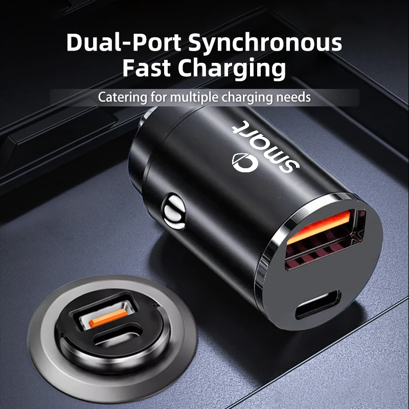 Car 30w Dual Port USB High Power Charger PD Pull Ring Fast Charging For Smart Fortwo 451 450 453 Forfour Cabrio ROADSTER Coupe