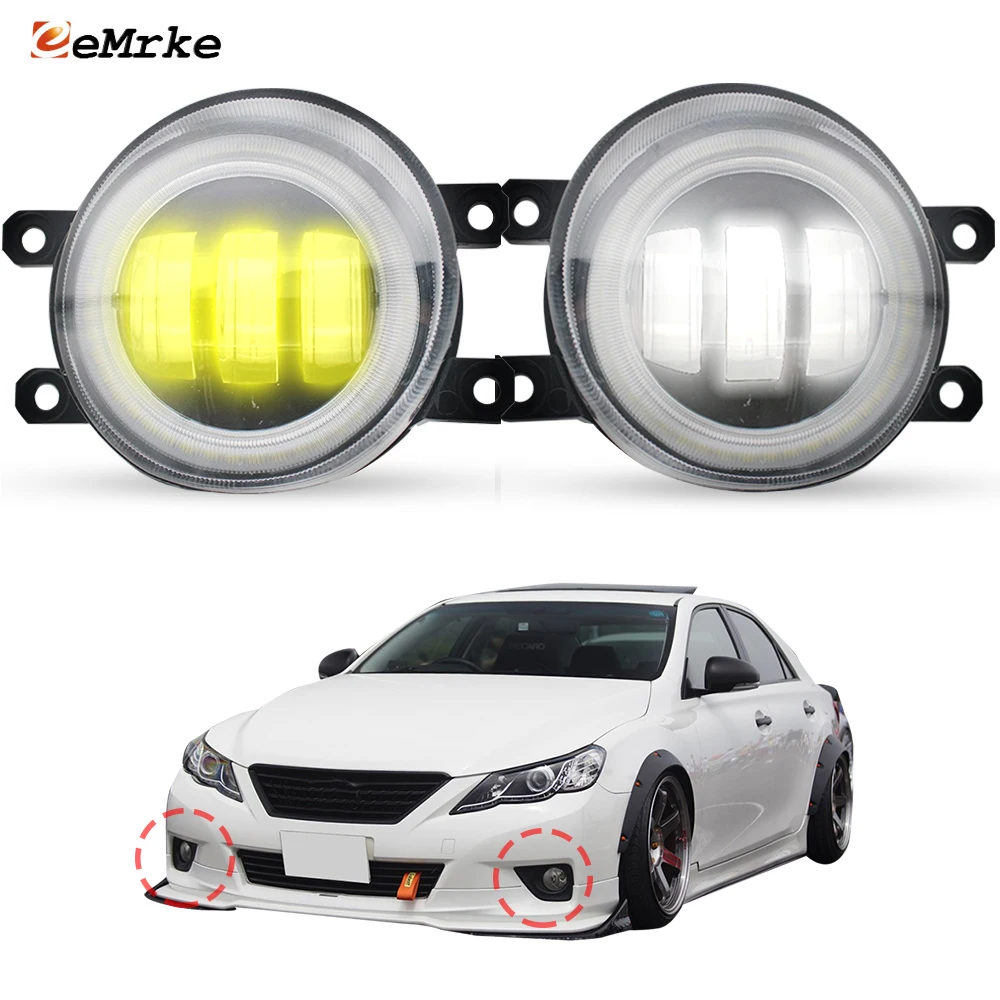 Full Led DRL Angel Eye Daylight for Toyota Mark X X130 GRX130 2009 2010 2011 2012 Anti Fog Light  With Lens Car Accessories