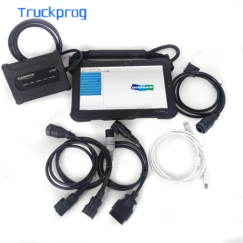 For Doosan Diagnostic Tool uvim Excavator Forklift Engine Fault Detector Interface DDT SCR DPF DCU ECU Scanner +Xplore tablet