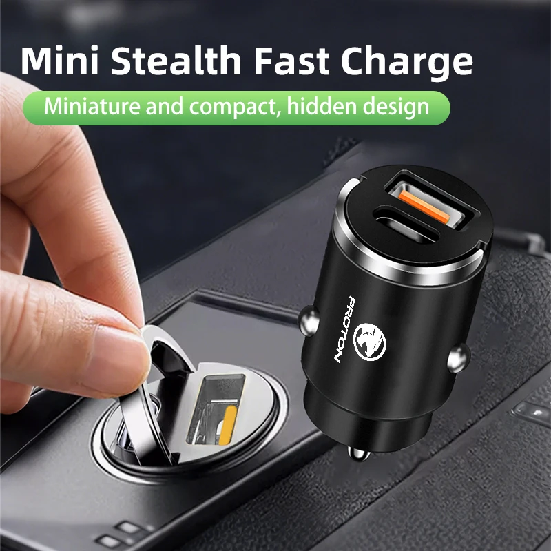 Car 30w Dual Port USB High Power Charger PD Pull Ring Fast Charging For Proton Exora Iriz R3 Wira Saga Satria  X50 V6 X70 L3 L5