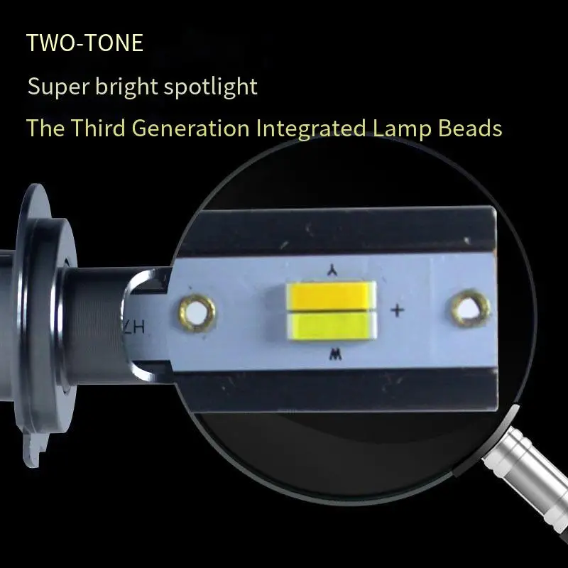 H1 H7 H9 H11 HB3 HB4 LED Headlight Bulbs 12V 30W 3000K 4300K 6000K Tri Color Conversion Car Light High Brightness