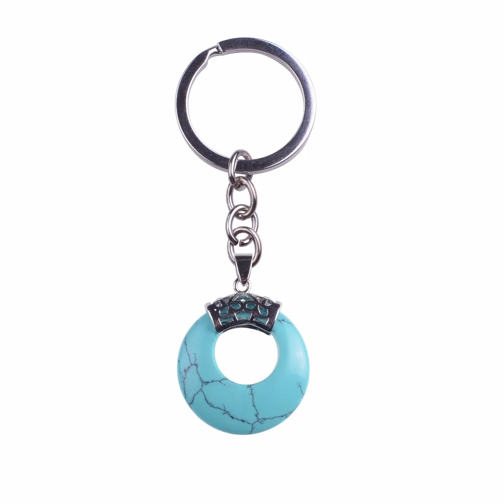 2018 Natural Stone Alloy Metal Key Chain  Ring Coin Gift For Women Girl Bag Charm chain Pendant Jewelry  Accessory