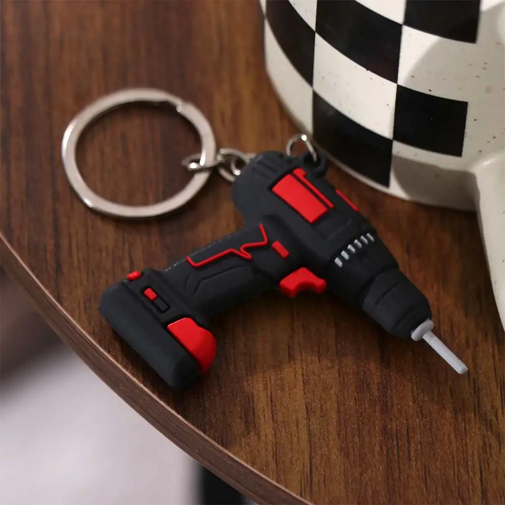 Lifelike Electric Drill Key Chain PVC Cool Design Drill Key Ring Lightweight Mini Size Mini Electric Drill Keychain