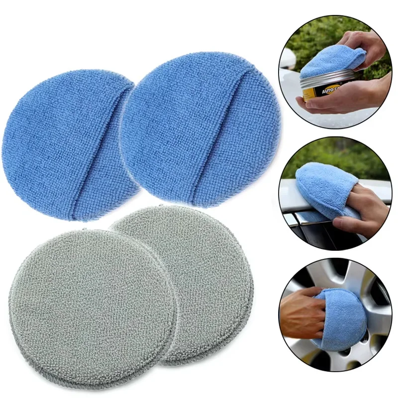 10Pcs Car Detailing Applicator Pads Car Care Waxing Polish Sponges Soft Microfiber Round Pocket Foam Sponges Car Cleaning Tools