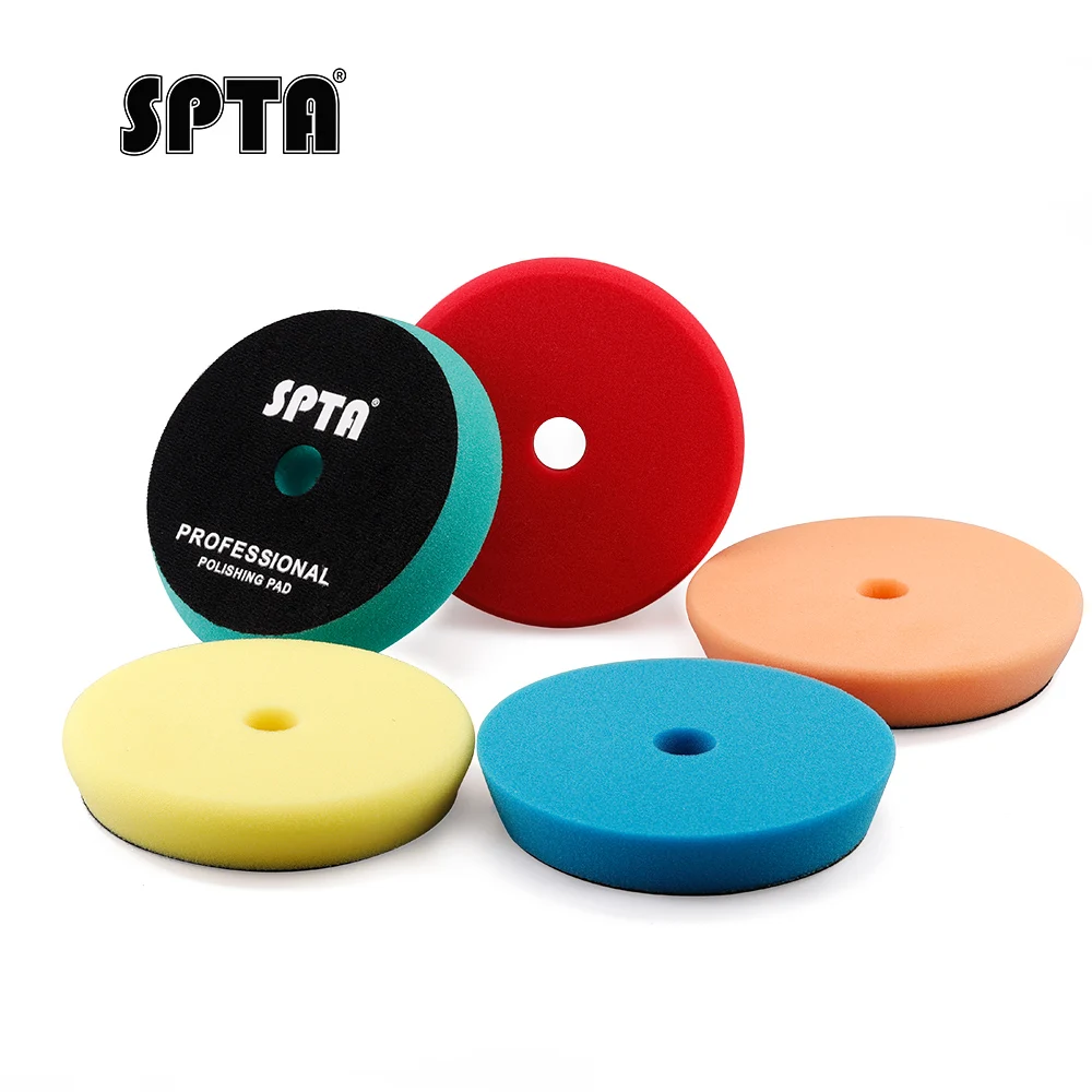 SPTA 3inch(80mm)/5inch(125mm)/6inch(150mm) Car Polish Pad T-Shape Flat Foam Polishing Pad For DA/RO/GA Polisher Polishing/Waxing