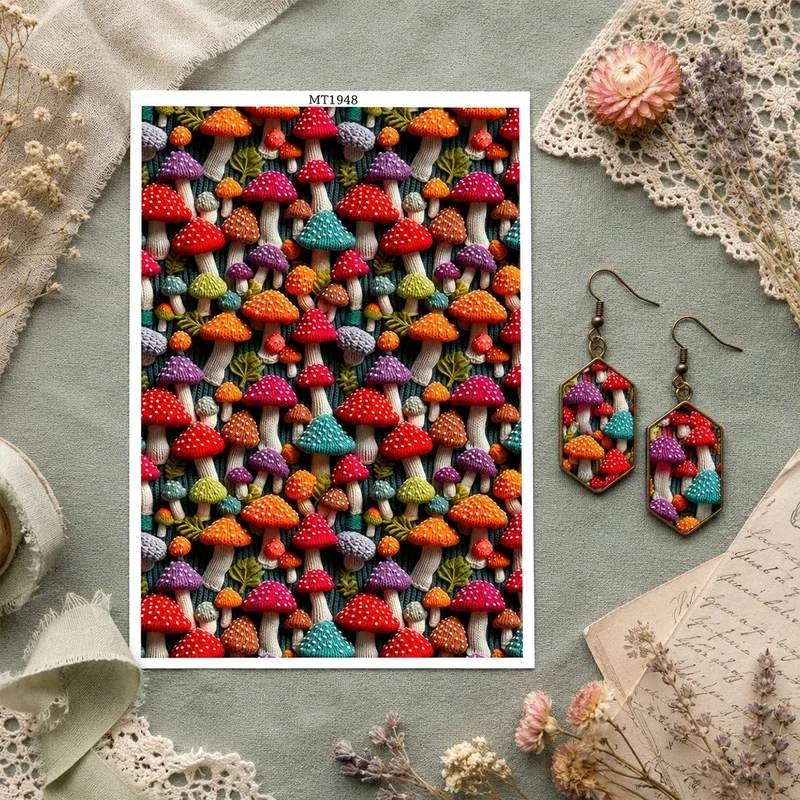 Watercolor Beautiful Flower Heart Pattern Polymer Clay Transfer Paper Water Soluble Decal Stickers DIY Earring Jewelry Making