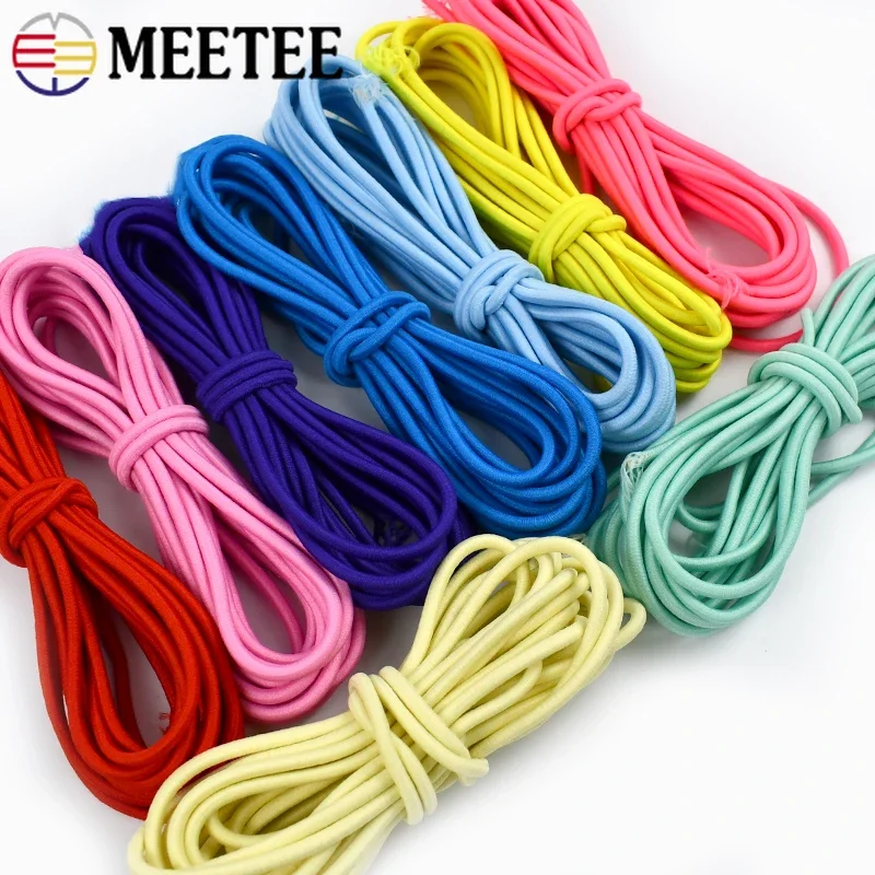 5Meters 4mm Round Elastic Rope Rubber Bands Stretch Elastics Ropes for HairBand Belt Drawstring Garment DIY Sewing Accessories