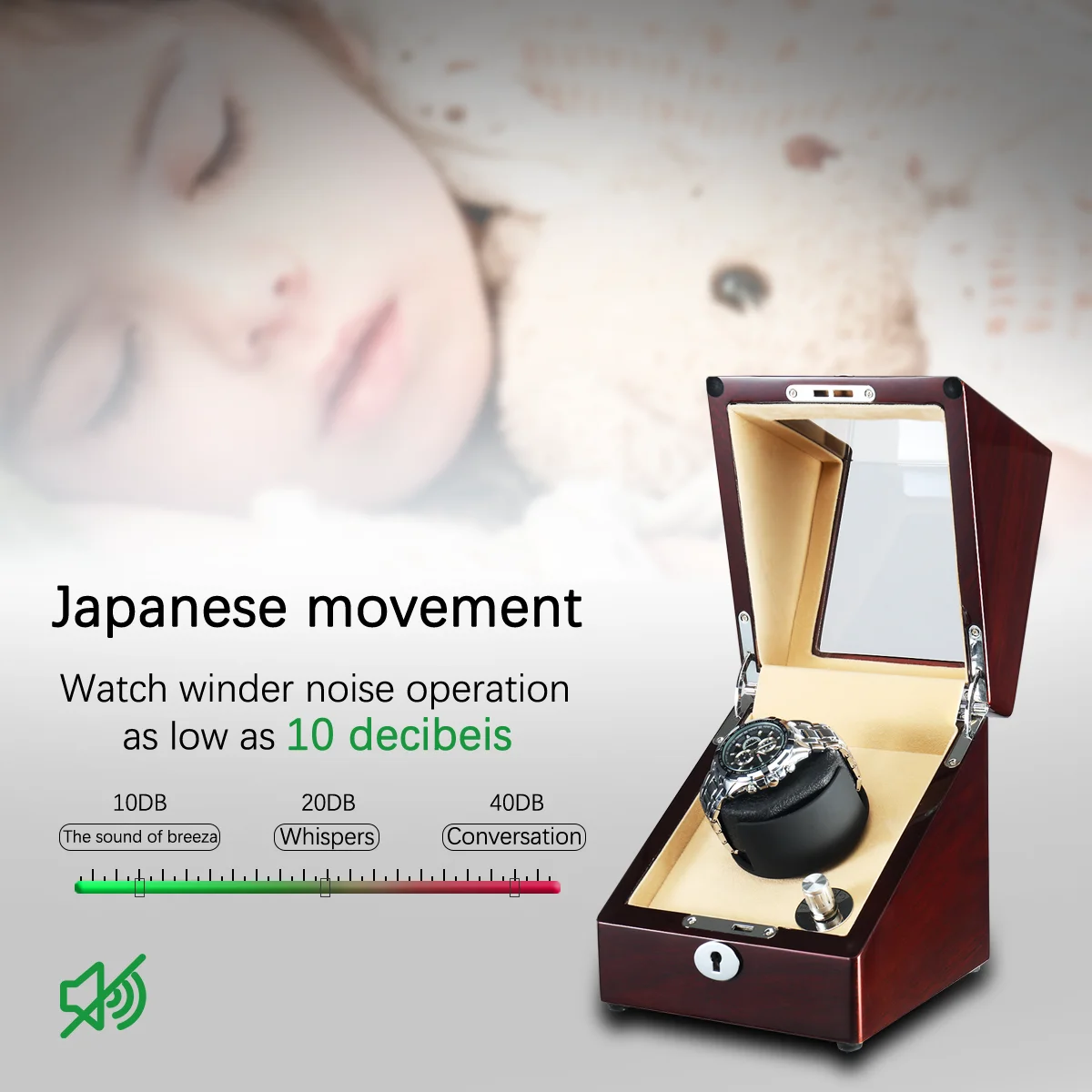 Automatic Watch Winder 1 Slots Watch Box 5 Mode Silent Motor Storage Safe Case Mechanical Watch Charger