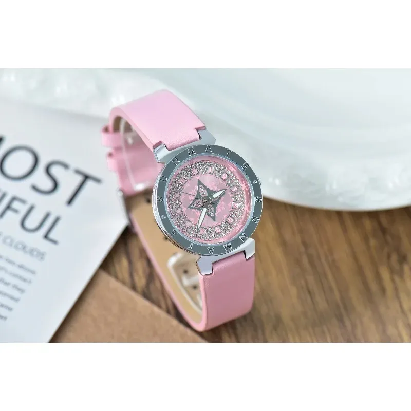 SUNMATE Luxury Exquisite Zircon Women's Quartz Watch, 30m Waterproof Leather Strap, Fashionable Digital Dial, Girlfriend Gift