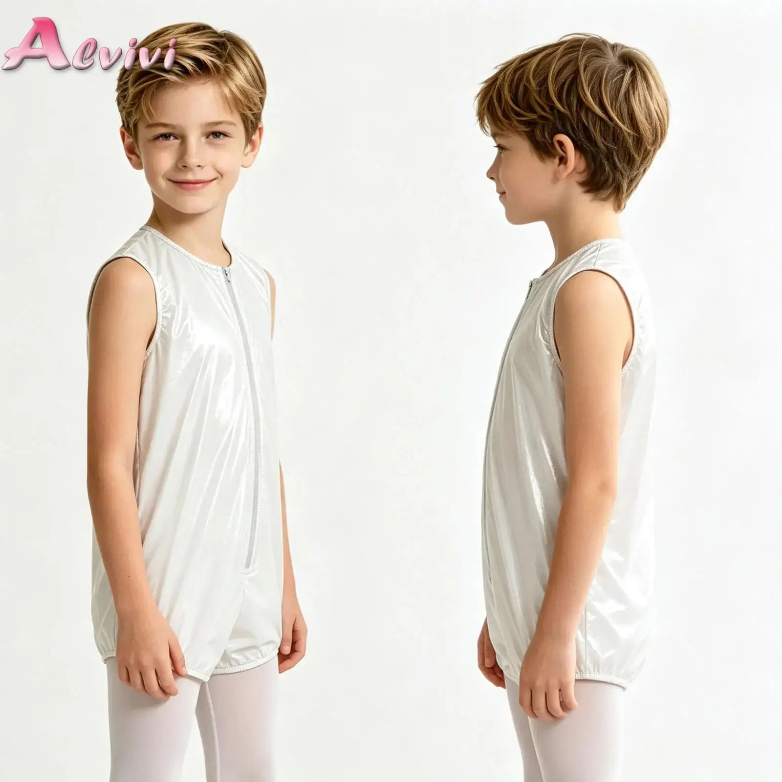 Kids Boys Girls Special Needs Adaptive Bodysuit Sleeveless Elastic Leg Openings Zip-up Water Resistant Diaper Cover Leotard 6-16