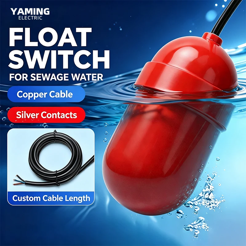 Sewage Float Level Switch Corrosion Resistant Plastic Liquid Controller Adjustable for Waste Water Tank Industrial Pool