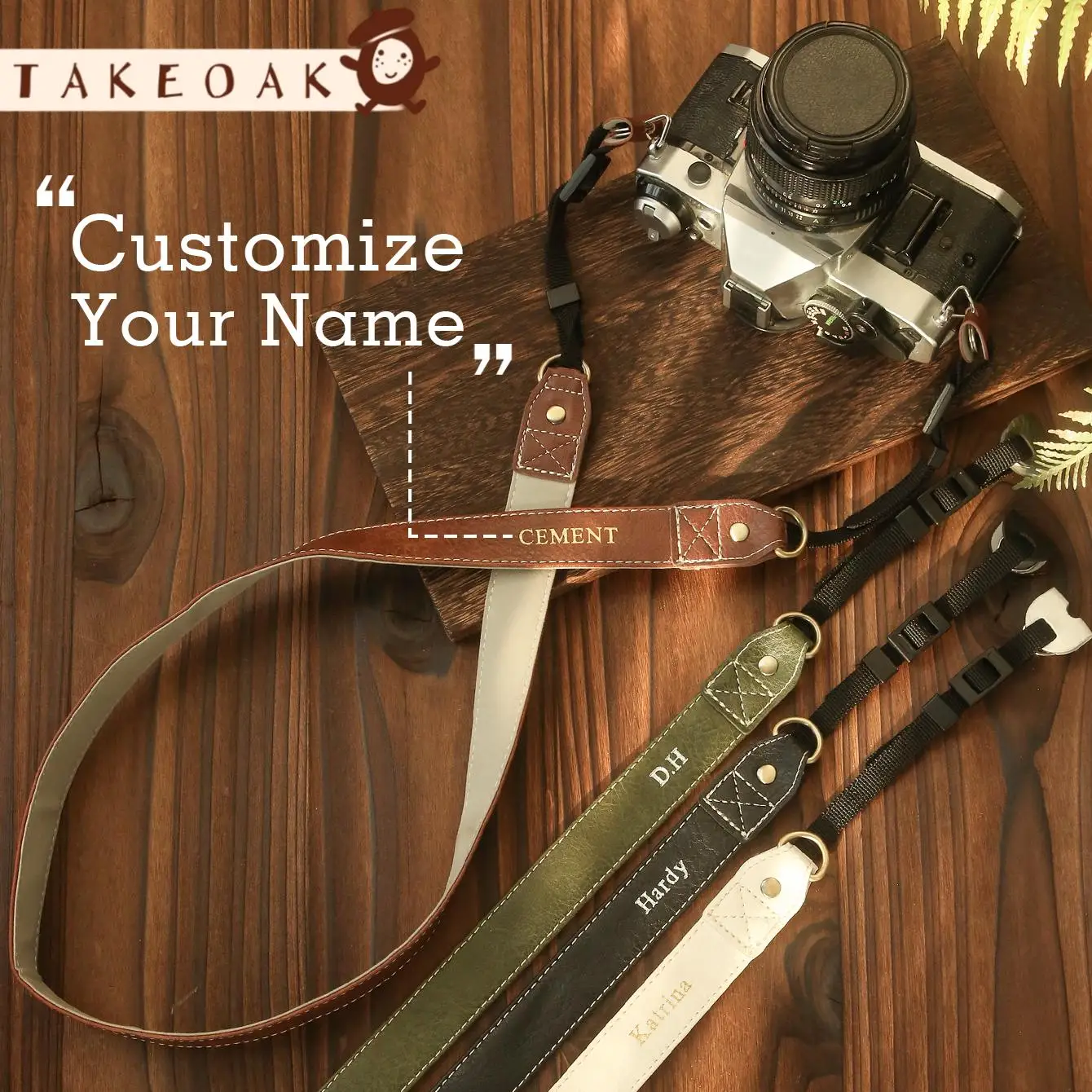 Custom Name Vintage Camera Strap Personalized Neck Shoulder Strap for Film Camera DSLR/SLR Fit Neck Shoulder & Crossbody